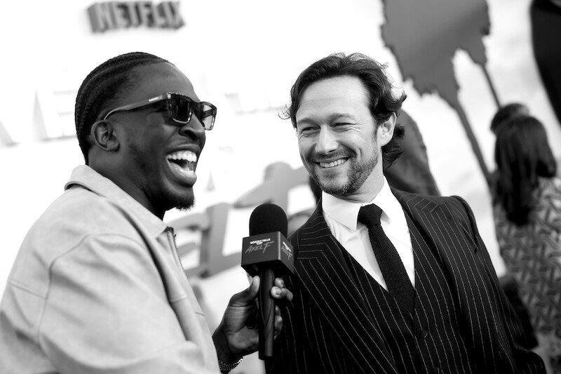 Moyo Alijbade and Joseph Gordon-Levitt attend the 'Beverly Hills Cop: Axel F' World Premiere.