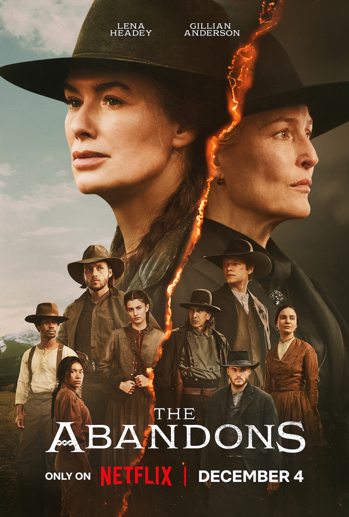 Key art for ‘The Abandons’ featuring Lena Headey and Gillian Anderson.