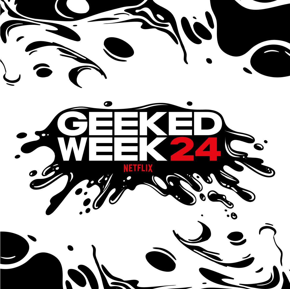Geeked Week 24 image - an ink blot with the words Geeked Week 24 superimposed over it. 