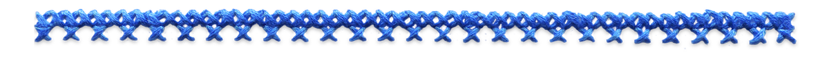 Ornate blue cross stitched line divider.