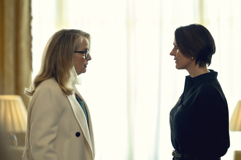 Julie Delpy as French President Vivienne Toussaint and Suranne Jones as Prime Minister Abigail Dalton in 'Hostage.'