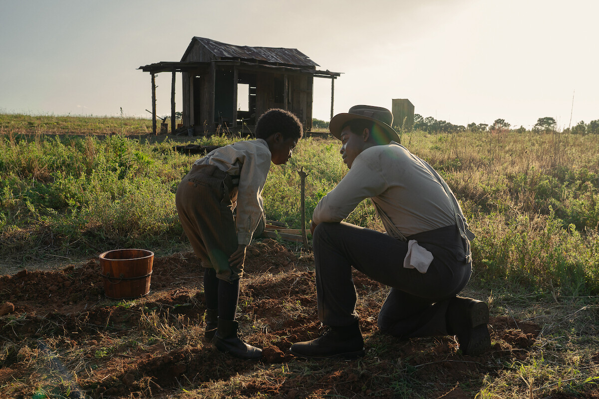 Isaiah Gunn as Young Boy Willie and Stephan James as Boy Charles in ‘The Piano Lesson.’
