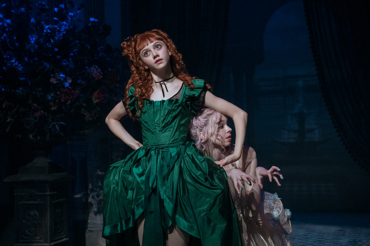 Evie Templeton as Agnes and Emma Myers as Enid dance together in ‘Wednesday’ Season 2.