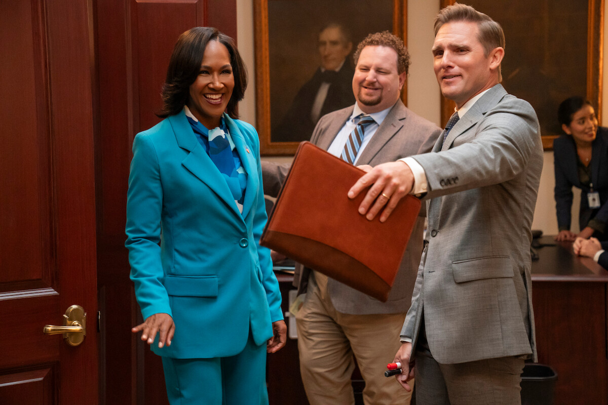 Terri J. Vaughn as Antoinette Dunkerson, Tony Robinette as Henry Clatterbuck, Kevin Thoms as Jed Bonds in ‘Miss Governor’
