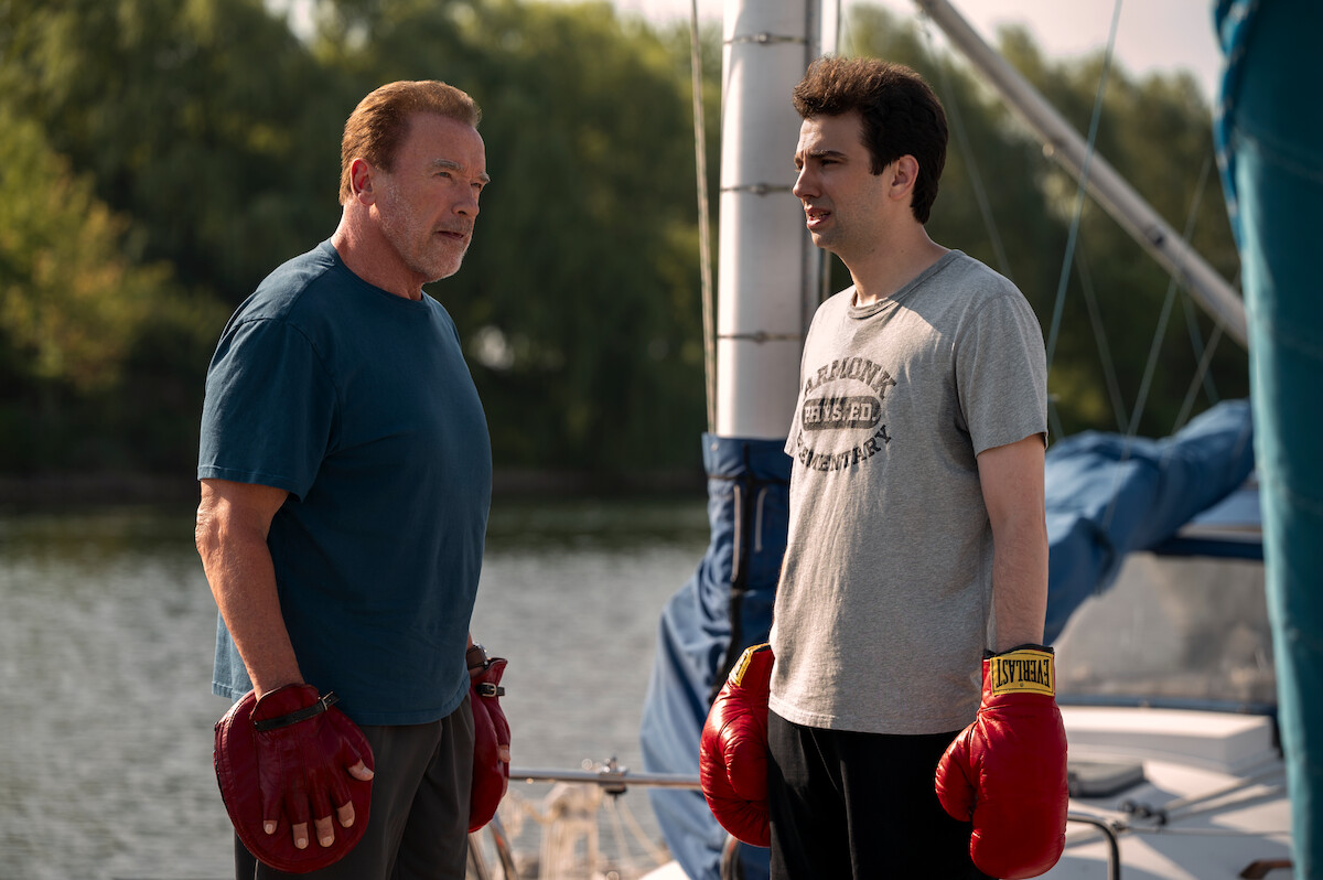 Arnold Schwarzenegger as Luke Brunner and Jay Baruchel as Carter Perlmutter in ‘FUBAR’ Season 1. 