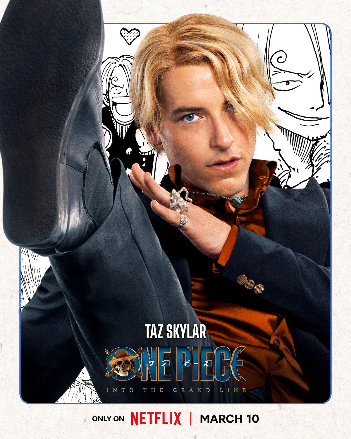 Key art poster of Taz Skylar as Sanji in ‘ONE PIECE’ Season 2