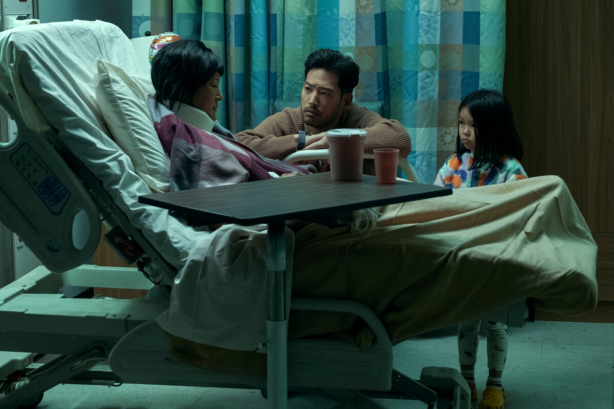 Patti Yasutake as Fumi, Joseph Lee as George and Remy Holt as June in ‘BEEF’ Season 1.