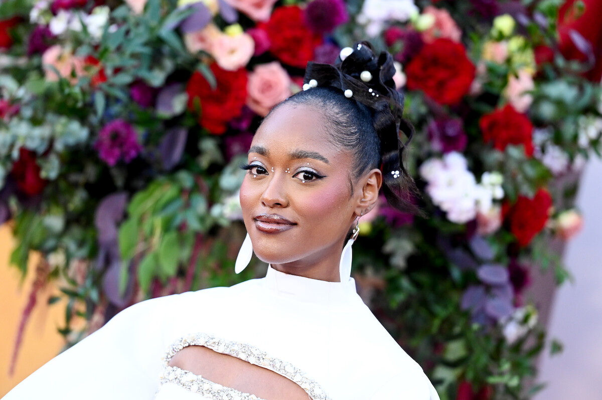 Arsema Thomas at the red carpet premiere for Queen Charlotte.