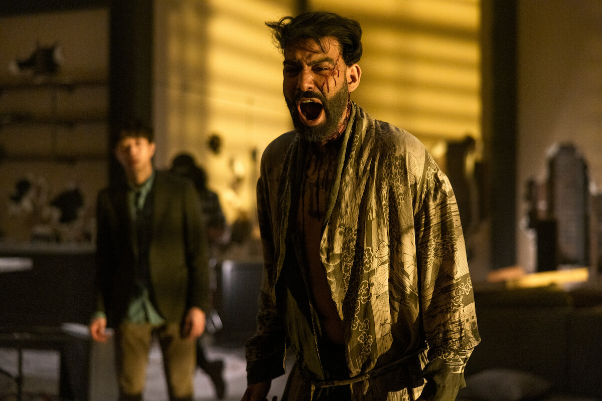 Daniel Jun as Julius, Rahul Kohli as Napoleon Usher in episode 102 of The Fall of the House of Usher.