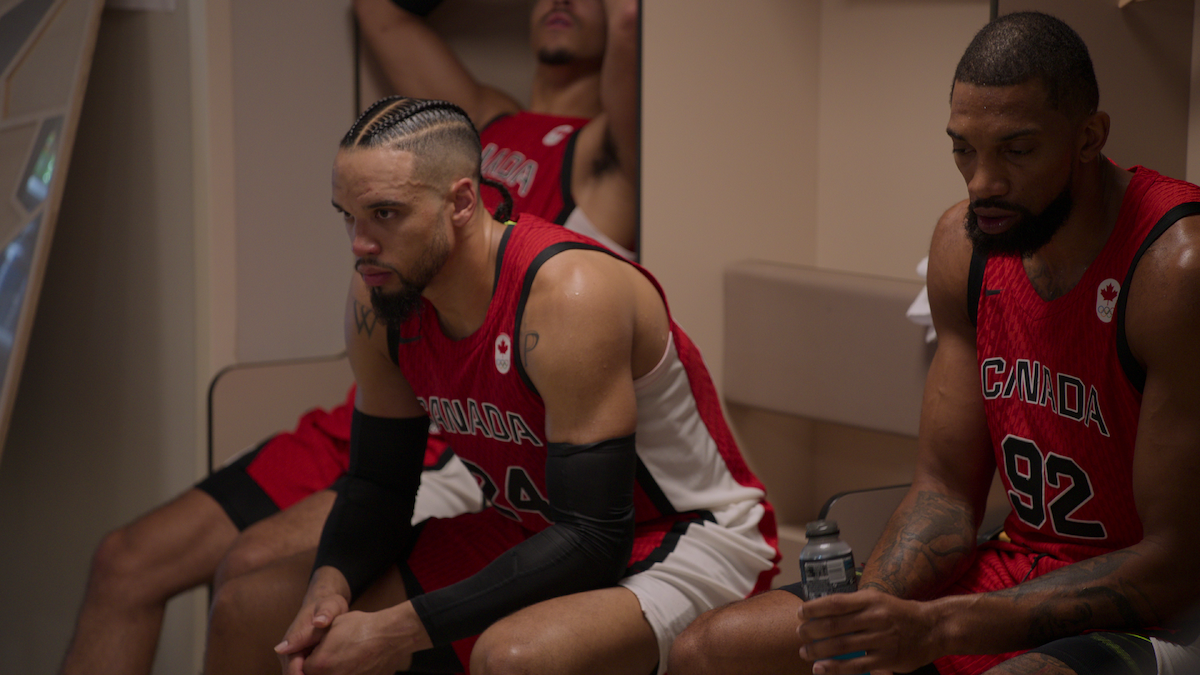 Dillon Brooks and Khem Birch in the locker room.