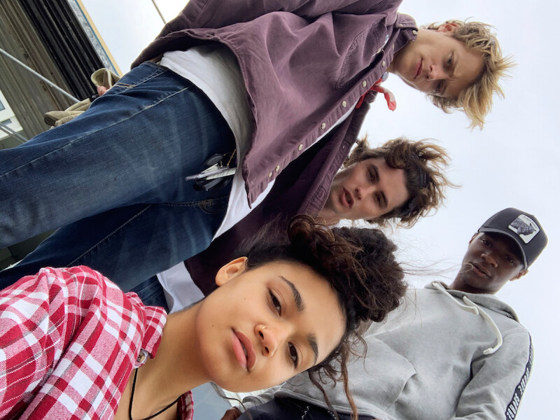 Jonathan Daviss, Rudy Pankow, Madison Bailey and Chase Stokes in Outer Banks Season 1 Behind-the-Scenes Photo Gallery.