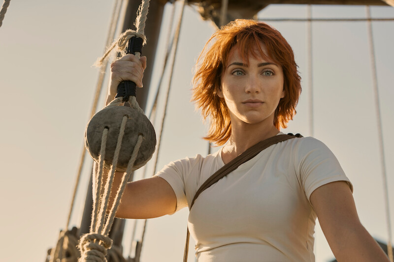 Emily Rudd as Nami in One Piece Season 1.