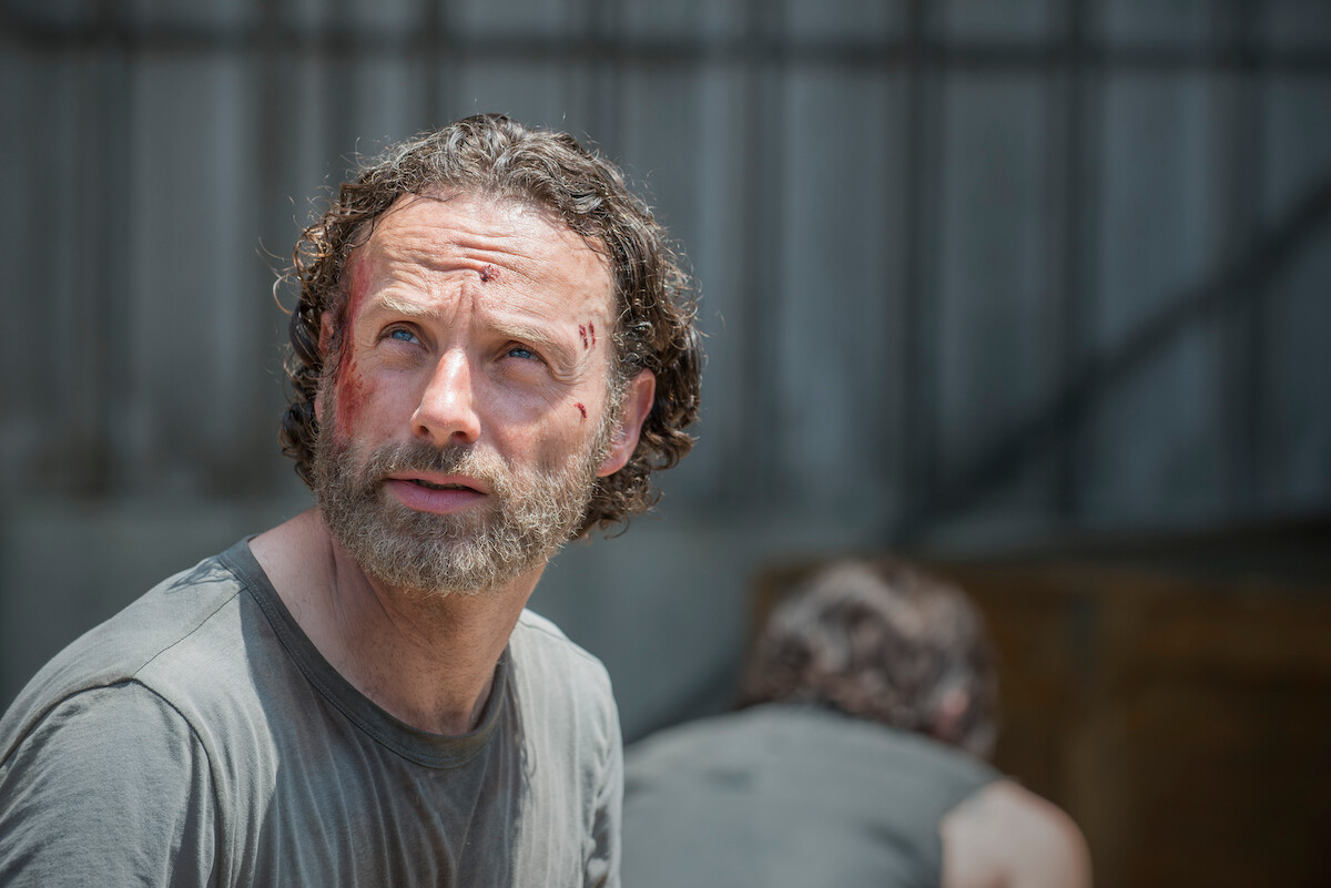 RIck looks up at the sky. 