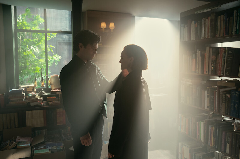 Penn Badgley as Joe Goldberg and Madeline Brewer as Bronte in 'You.' 