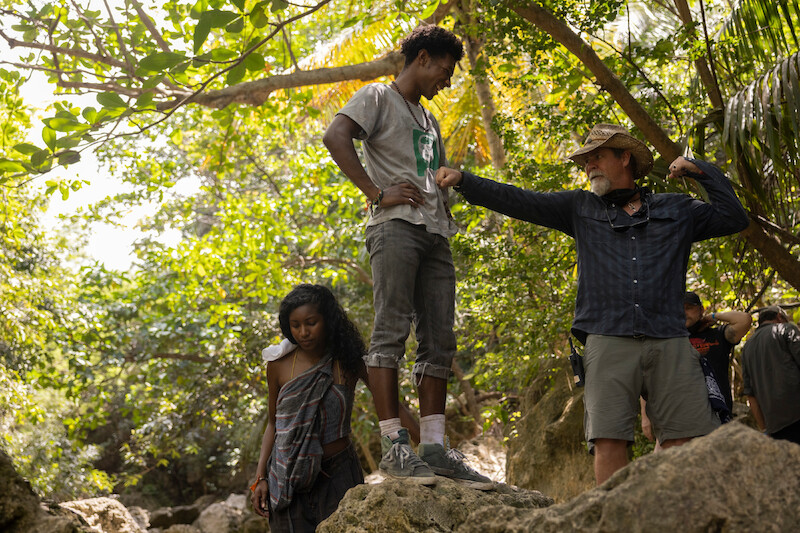 Carlacia Grant as Cleo and Jonathan Daviss as Pope in Outer Banks Season 3 Behind-the-Scenes Photo Gallery
