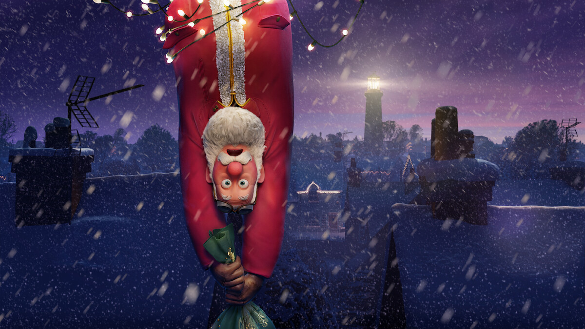 Santa hangs upside down in 'That Christmas.'