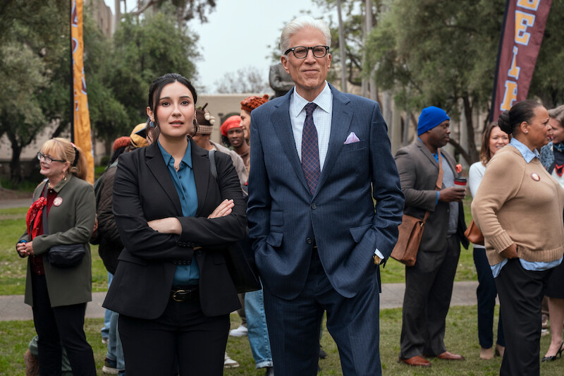 Lilah Richcreek Estrada as Julie, Ted Danson as Charles in 'A Man on the Inside' Season 2