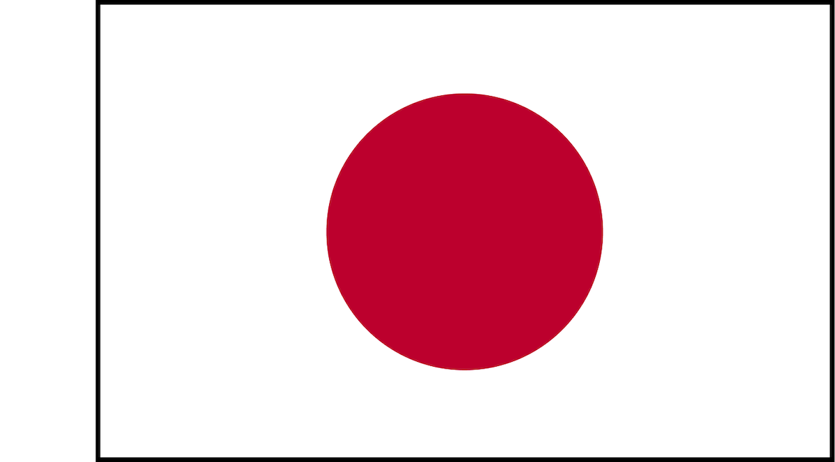 Japanese flag with a red circle centered on a white rectangular background, symbolizing the sun. Simple design, no additional elements or environment visible.