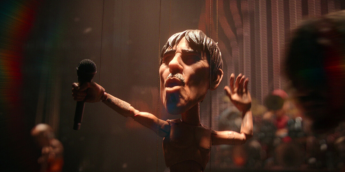 A string puppet performs on stage in the “Can’t Stop” episode from ‘Love, Death + Robots’ Volume 4