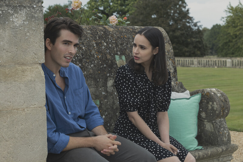 Corey Mylchreest as Jamie and Sofia Carson as Anna in 'My Oxford Year'.