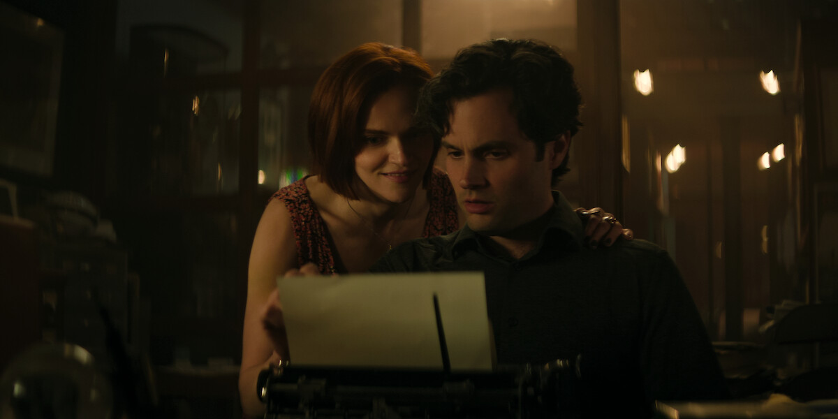 You. (L to R) Madeline Brewer as Bronte, Penn Badgley as Joe Goldberg in episode 503 of You. Cr. Courtesy of Netflix © 2025