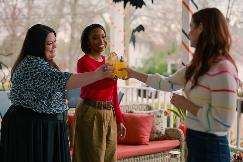 Brooke Elliott as Dana Sue Sullivan, Heather Headley as Helen Decatur and JoAnna Garcia Swisher as Maddie Townsend in Sweet Magnolias. 
