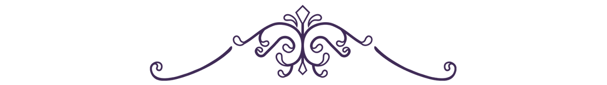 Elegant dark purple ornamental flourish with symmetrical curves and a floral design