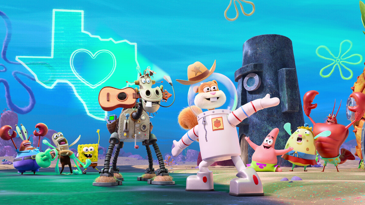 SpongeBob SquarePants (voiced by Tom Kenny) and Sandy Cheeks (voiced by Carolyn Lawrence) in ‘Saving Bikini Bottom: The Sandy Cheeks Movie.’