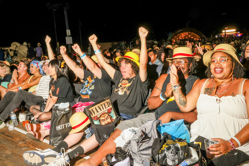 Fans attend Netflix global event for the celebration of One Piece at Santa Monica Pier in California. 