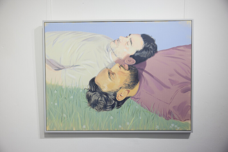 A painting of Daniel Levy and Himesh Patel.