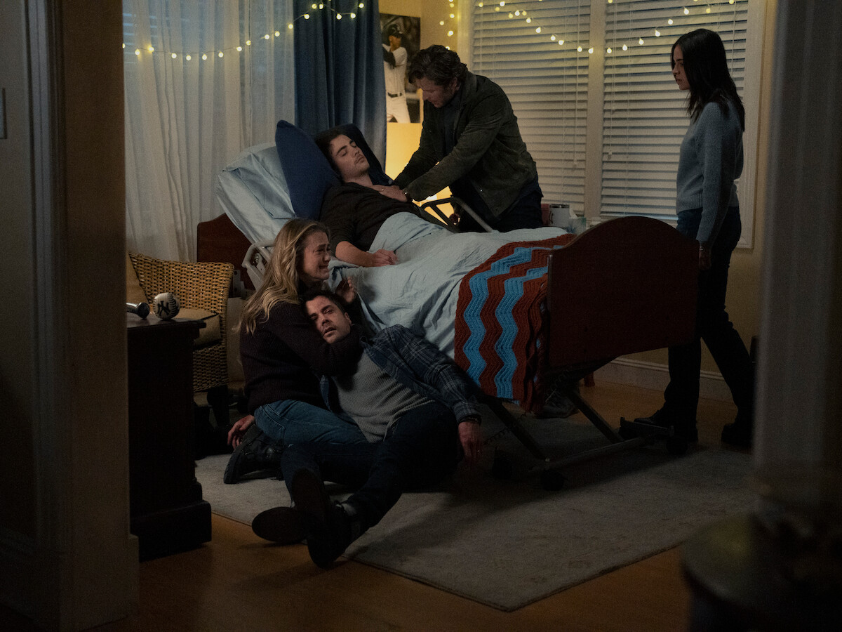 Melissa Roxburgh as Michaela Stone, Matt Long as Zeke Landon, Ty Doran as Cal Stone, Josh Dallas as Ben Stone and Luna Blaise as Olive Stone in ‘Manifest’ Season 4.