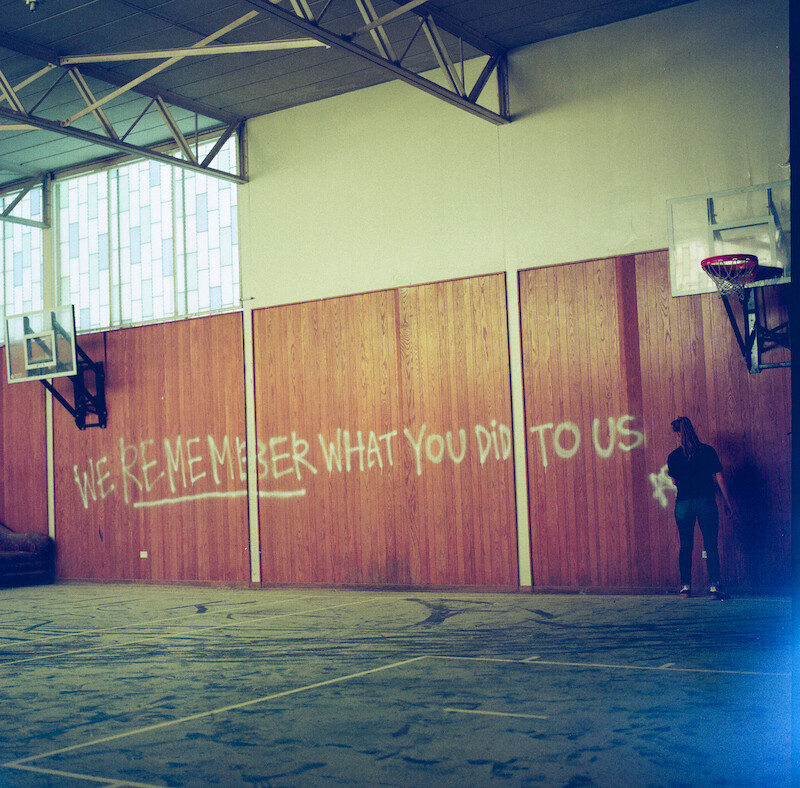Walls at Ivy Ridge that read "We remember what you did to us."