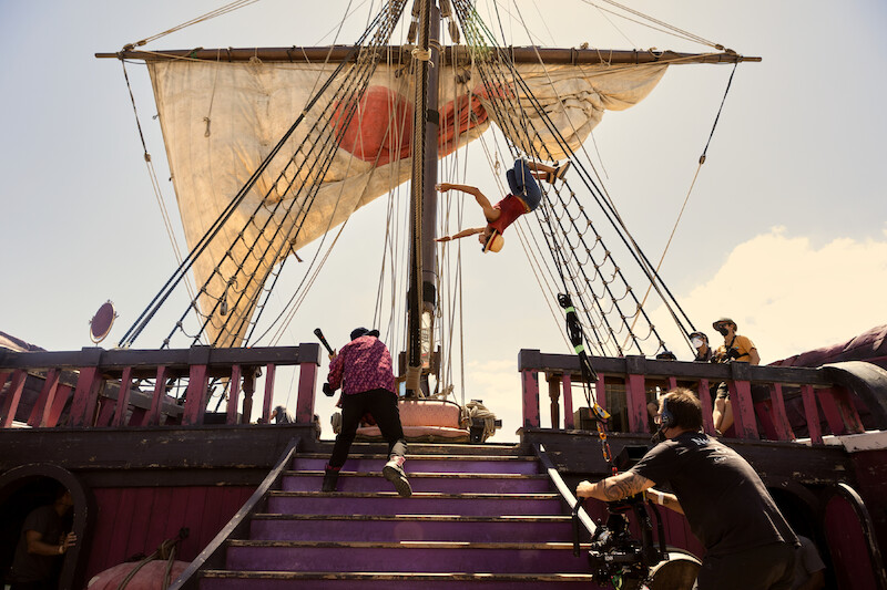 Stunts performed on the deck of a pirate ship in Season 1 of 'One Piece.'