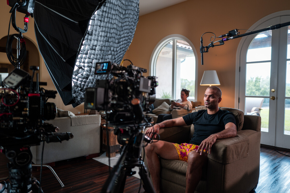 Tony Parker sits in front of cameras during the filming of ‘Court of Gold’.