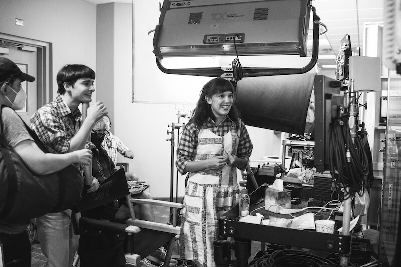 Noah Schnapp (left) and Millie Bobby Brown. - 68 Behind-the-Scenes pics from ‘Stranger Things’ Season 4 You Have to See Slideshow