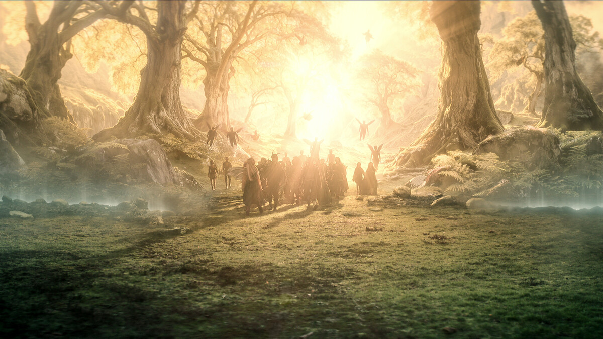 A group of people emerge from a bright forest in ‘The Sandman’ Season 2