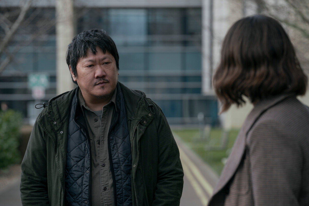 Benedict Wong as Da Shi and Eiza González as Auggie Salazar in ‘3 Body Problem.’