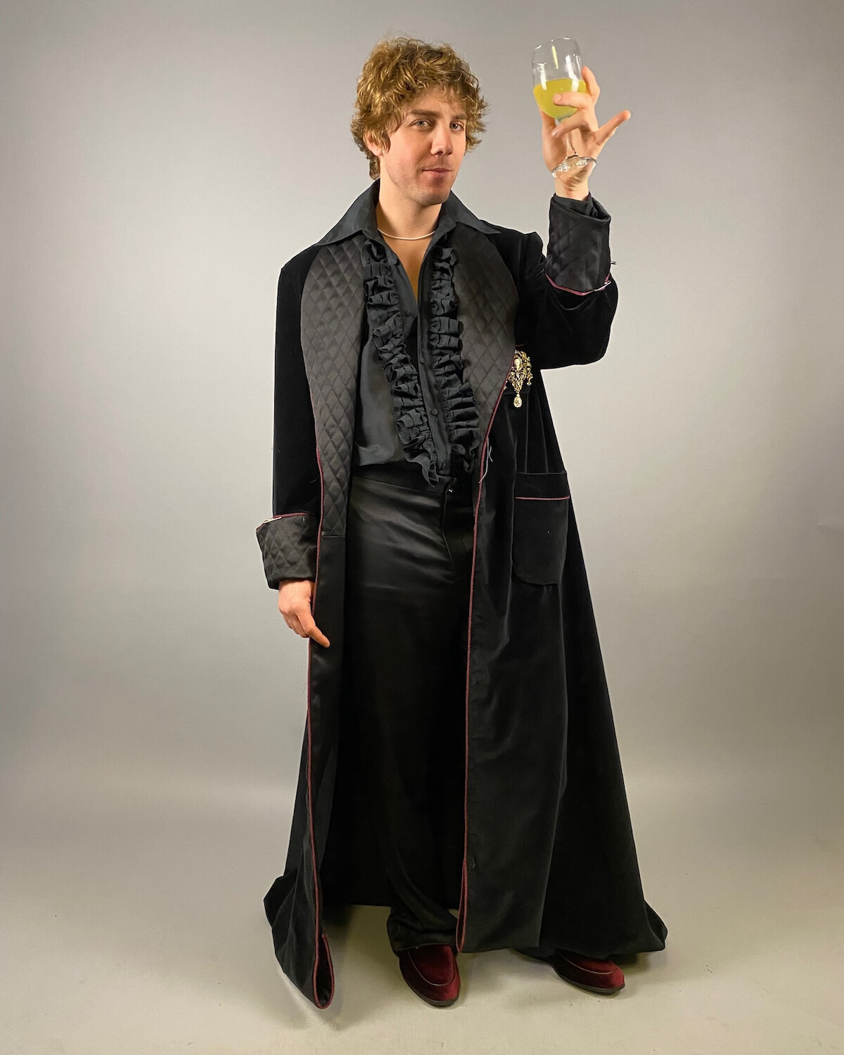 Lukas Gage in the Cat King wardrobe fitting for ‘Dead Boy Detectives’.