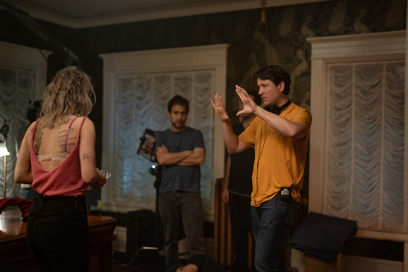 Vanessa Kirby, and Director/Producer Benjamin Caron on the set of 'Night Always Comes.'