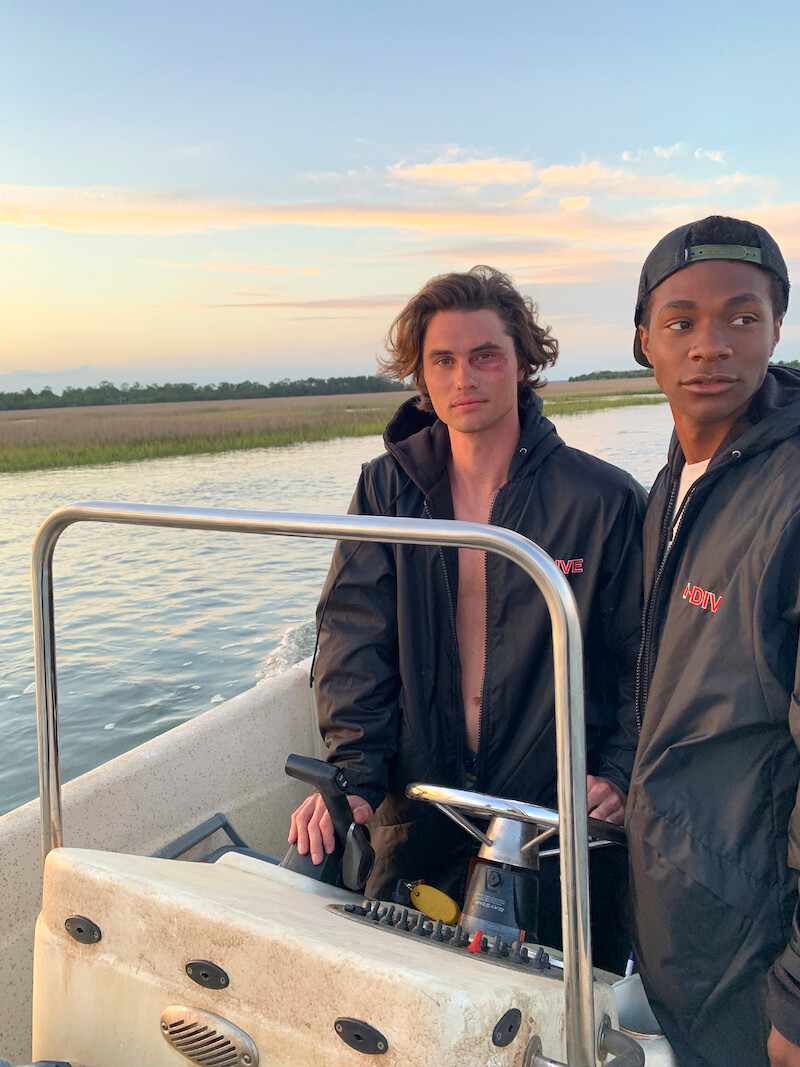 Chase Stokes and Jonathan Daviss in Outer Banks Season 1 Behind-the-Scenes Photo Gallery.