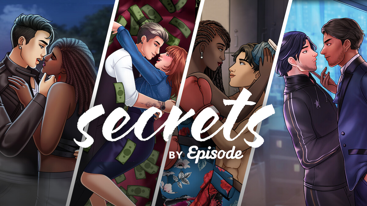 Secrets by Episode key art - Four couples embracing in four separate scenes