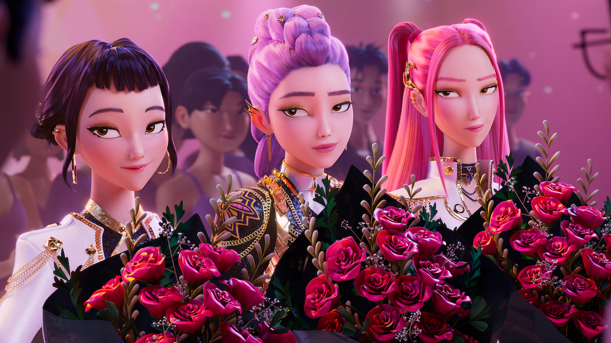 Zoey, Rumi, and Mira in ‘KPop Demon Hunters’