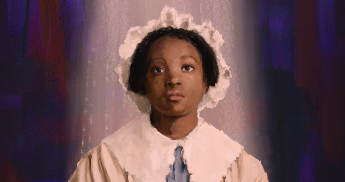 Illustration of young African American girl wearing a bonnet.