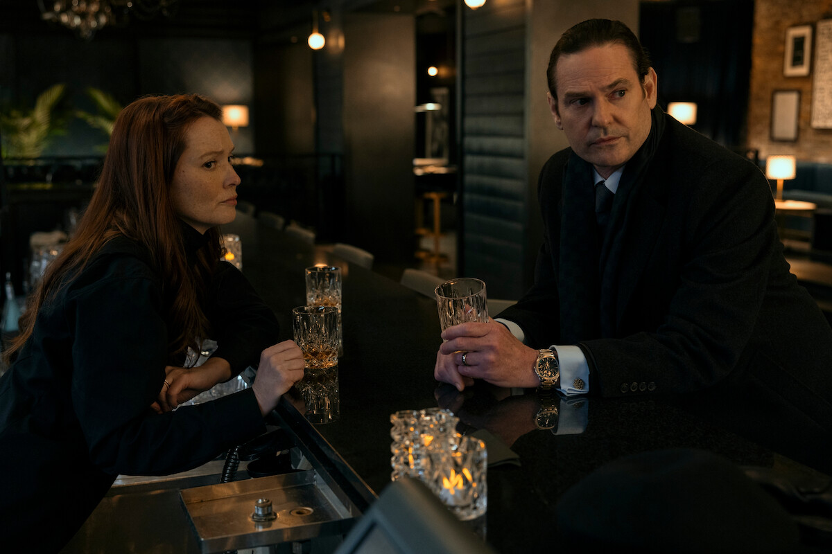 Samantha Sloyan as Tamerlane Usher and Henry Thomas as Frederick Usher in Episode 5 of ‘The Fall of the House of Usher.’