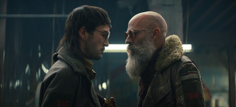 Marlon Williams as Johnny Abbot and Neil Sandilands as General Abbot in Season 2 of Sweet Tooth.
