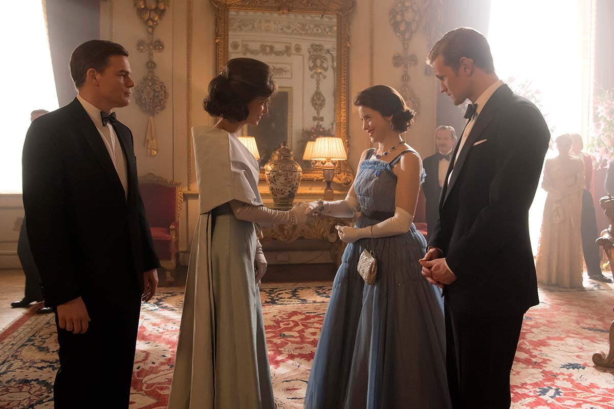 The Kennedys Visit Buckingham Palace Jackie Kennedy (Jodi Balfour) accompanies her husband (President John F. Kennedy (michael C. Hall)