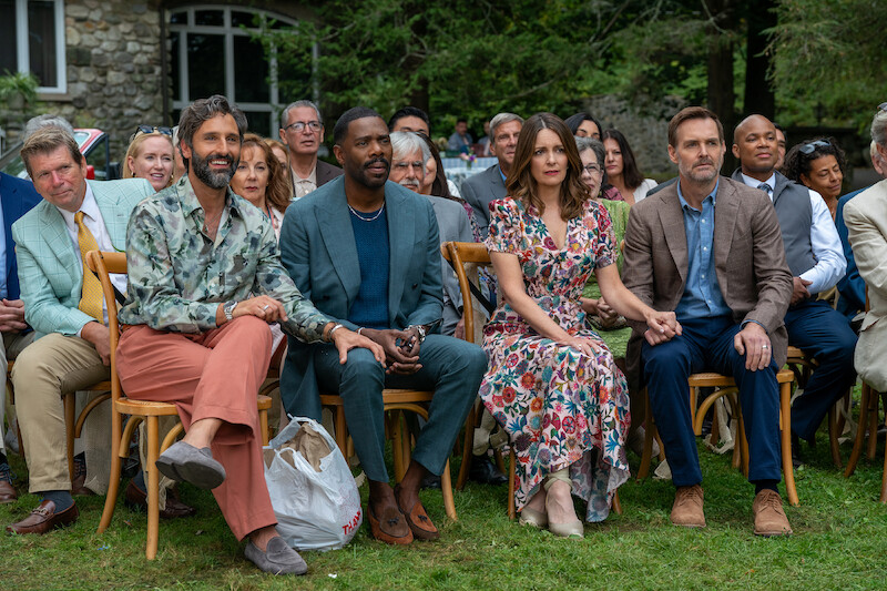 Marco Calvani as Claude, Colman Domingo as Danny, Tina Fey as Kate, and Will Forte as Jack in 'The Four Seasons'.