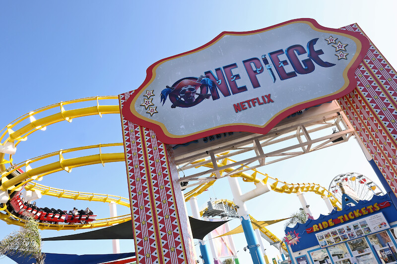 Fans attend Netflix global event for the celebration of One Piece at Santa Monica Pier in California. 
