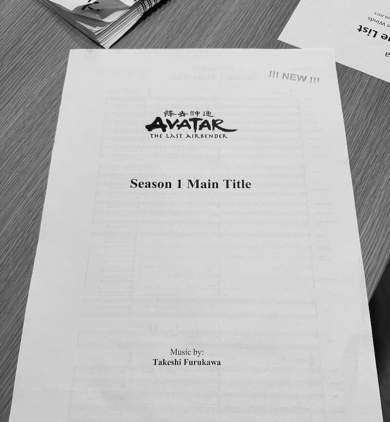 The score for the 'Avatar: The Last Airbender' main title music. 