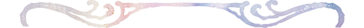 Decorative pastel-colored flourish divider with swirling, ornate patterns on a transparent background.